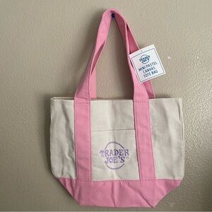 Trader Joe's Pink & Cream Mini Canvas Tote